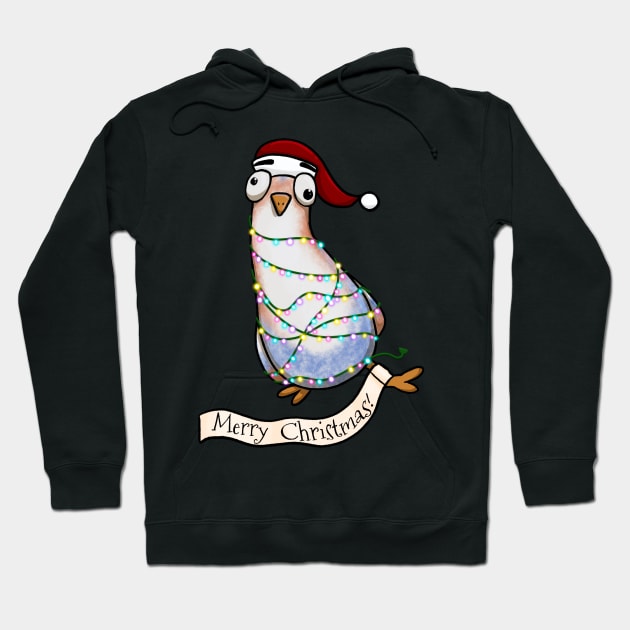 Christmas Pigeon Delivering His Holiday Message Hoodie by Fun4theBrain